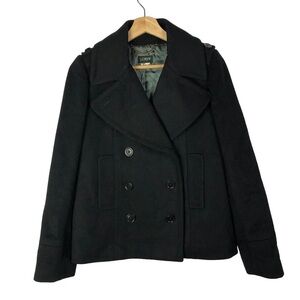J. Crew Black Wool 6 Button Pea Coat 4